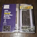 Home Accents Holiday 600CT Warm White Twinkling Weeping Willow Led Icicle. Fixed Price $23.99.