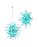 Set Of 2 Glittered Turquoise Snowflake Christmas Ornaments By Kurt Adler. Fixed Price $13.97.