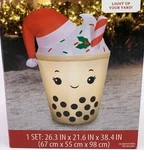 Holiday Time Christmas Boba Tea Yard Inflatable Airblown Light Up 3.2 Ft Rare. Fixed Price $29.99.