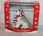 Sandicast Schnauzer Gray Scottie Dog Wearing Scarf Christmas Ornament New Box. Fixed Price $11.50.