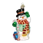 Handcrafted Candy Cane Snowman Ornament Glass Christmas Hanging Decoration. Fixed Price $32.89.