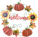 Metal Fall Pumpkin Welcome Wreaths Autumn Harvest Front Door Porch Outdoo. Fixed Price $28.99.