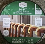 New Holiday Time Warm White Led Crystal Rope Light With Wire, 24'. Fixed Price $23.98.