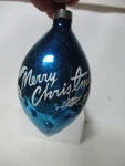 Vintage Usa Geometric Glass Stencil Ornament - Merry Christmas W Holly On Blue 1. Fixed Price $30.00.