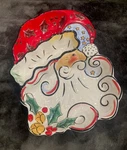 Vintage Clay Art Ceramic Merry Santa Hand Painted Christmas Serving Platter Euc. Fixed Price $32.72.