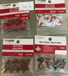 IMAGINE8 Christmas Buttons Poinsettia Snowman Gingerbread Reindeer (SHV27. Fixed Price $12.00.