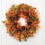 Northlight Maple Leaves And Pinecone Fall Harvest Artificial Wreath 30" - Unlit. Fixed Price $89.49.