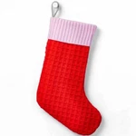 Lego Target 20" Textural Color Block Sweater Knit Holiday Stocking Pink Red. Fixed Price $17.99.