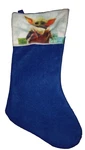 Baby Yoda Brown Jacket Image On 16" Blue Felt Christmas Stocking Ruz. Fixed Price $9.99.
