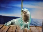 Glass Seal Christmas Ornament 4" Blue Ocean Water Beading Beach. Fixed Price $13.50.