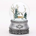 Roman 5.5 Inch Tall Musical Cottage Glitterdome With Silver Base Windup 100MM. Fixed Price $28.09.