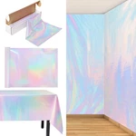 82 Ft X 54 Inch Iridescent Tablecloth Roll Disposable Plastic Laser Cov.... Fixed Price $32.01.
