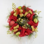 Barton 35" Christmas Hanging Garland Wreath Ornaments Leaf Bow Ribbon Door. Fixed Price $49.99.