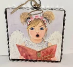 Angel Round Top Collection, Mini Gallery Caroling Christmas Sign Singing C21110. Fixed Price $21.77.