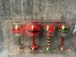 Dennis East Christmas Hand Painted Wine Goblet Pedestal Glass Set Of 4. Fixed Price $27.75.