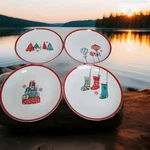American Atelier Porcelain Plates 8" Salad Dessert Christmas Holiday Set Of 4. Fixed Price $22.40.