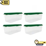 Hefty 113 Quart Clear Plastic Christmas Storage Bin Hi-rise Green Lid, Set Of 4. Fixed Price $50.99.