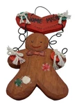 Vintage Home Made Wooden Gingerbread Man Christmas Tree Holiday Ornament 6.5". Fixed Price $10.56.