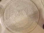 Vtg Libbey Clear Glass 13" Frosty The Snowman Embossed Christmas Serving Platter. Fixed Price $6.00.