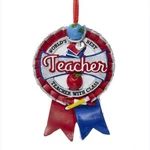 Teacher Ornament Christmas Gift Resin Ribbon 3.5" World's Best. Fixed Price $14.99.