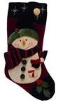 Felt Christmas Stocking Prima Creations Snowman Scarf Candy Cane Holly Poms. Fixed Price $12.99.
