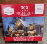 Holiday Time 300 Ct Clear Icicle Christmas Lights White Wire 18 Ft New. Fixed Price $19.99.