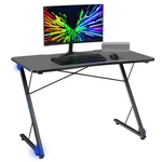 Goplus 43.5" Gaming Desk Z Shape Office Pc Computer With Led Lights Black. Fixed Price $69.99.