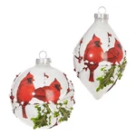 Raz Imports Countryside Christmas Red Cardinal Iced Glass Ornaments Set Of 2. Fixed Price $31.38.