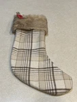 Wondershop 20" Holiday Plaid Christmas Stocking Beige & Brown Nwt. Fixed Price $14.99.