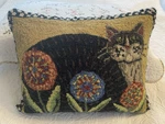 Penny Flower Cat Wool Lumbar Pillow Peking Handicraft Hooked Folk Art. Fixed Price $38.25.