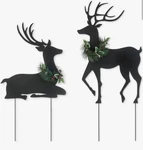 New Glitzhome 42"H Set Of Christmas Black Metal Silhouette Reindeer Yard Wall. Fixed Price $44.95.