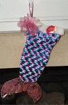 Holiday Time Reversible Pink & Blue Sequins Mermaid Tail Christmas Stocking 21". Fixed Price $13.99.