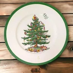 Spode Christmas Tree Plate 1940S 1950S Mark S2133 Dinner 10.5" Green. Fixed Price $38.60.