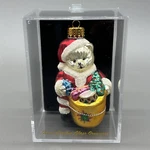 Santas Workbench Christmas Ornament Hand Crafted Glass Bear W/bag Of Gifts. Fixed Price $15.99.