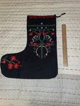 Ikea Vinterfint Christmas Stocking Black/floral Embroidered British Variant 2024. Fixed Price $18.00.