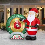 7' Animated Countdown To Christmas Clock Hands Move Santa Led Airblown Gemmy. Fixed Price $224.00.