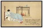 Vintage Christmas Postcard Beautiful Child Bed Fireplace Stocking Santa Came. Fixed Price $5.00.