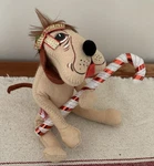 Vintage 1998 Annalee - Christmas Hound Dog With Candy Cane Meredith Nh. Fixed Price $15.00.