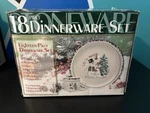 Let It 18 Piece Christmas Snowman Dinnerware Set Atico International 1998. Fixed Price $85.00.
