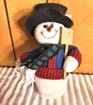 Atico International Snowman Figurine Fabric Let It Sign Plaid Scarf Holiday. Fixed Price $14.99.