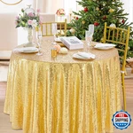 B-cool Round Gold Sequin Tablecloths 132 Inch Cover. Fixed Price $92.29.