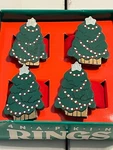Vtg 4 Piece Hedaya Brothers Inc Wooden Christmas Tree Napkin Rings Original Box. Fixed Price $9.55.