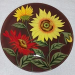 Bella Casa Ganz Hand Painted Stoneware Round Plate 11" Sunflowers Summer Floral. Fixed Price $24.95.