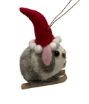 Silver Tree Wooly Skiing Hamster With Santa Hat Christmas Ornament Red 4.5. Fixed Price $10.95.