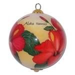 Collectible Hawaii Christmas Ornament Hibiscus Hand Painted From Inside The G.... Fixed Price $36.46.