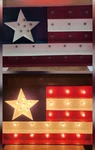 Vintage Bethany Lowe Patriotic Flag Marquee Sign Retired. Fixed Price $250.00.