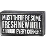Primitives By Kathy Black/white Wood Box Sign - Around Every Corner Funny Hom.... Fixed Price $18.60.