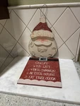 Christmas Wall Hanging Wood Decor Sign Santa Ho W/glitter Door Red White. Fixed Price $21.99.