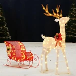 4 Ft Lighted 3D Christmas Reindeer And Sleigh Led Set Outdoor Yard Holiday Decor. Fixed Price $159.99.