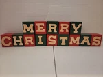 Wooden Merry Christmas Loose Block Sign Decor With Box By Lillian Vernon. Fixed Price $24.99.